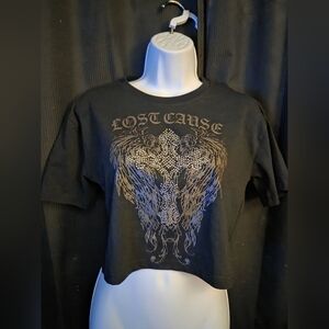 Hot Topic Black Graphic Crop Top